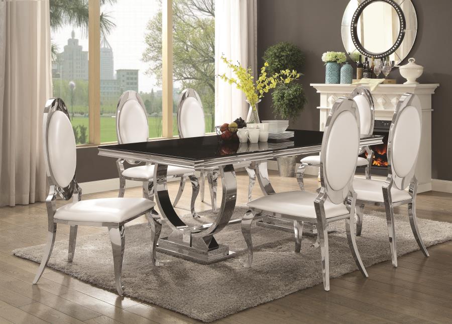 5 Piece Black Marble Dining Room Set