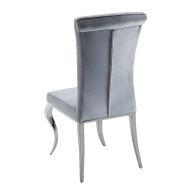 Marilyn 5-Piece Rectangle Pedestal Dining Room Set Mirror & Grey Chairs