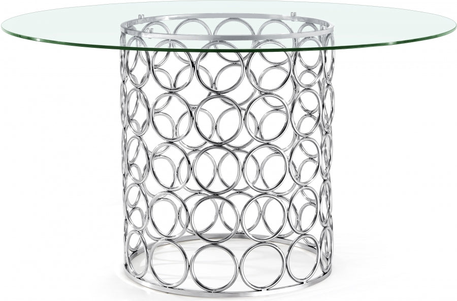 Round Glass Dining Table with Chrome Base