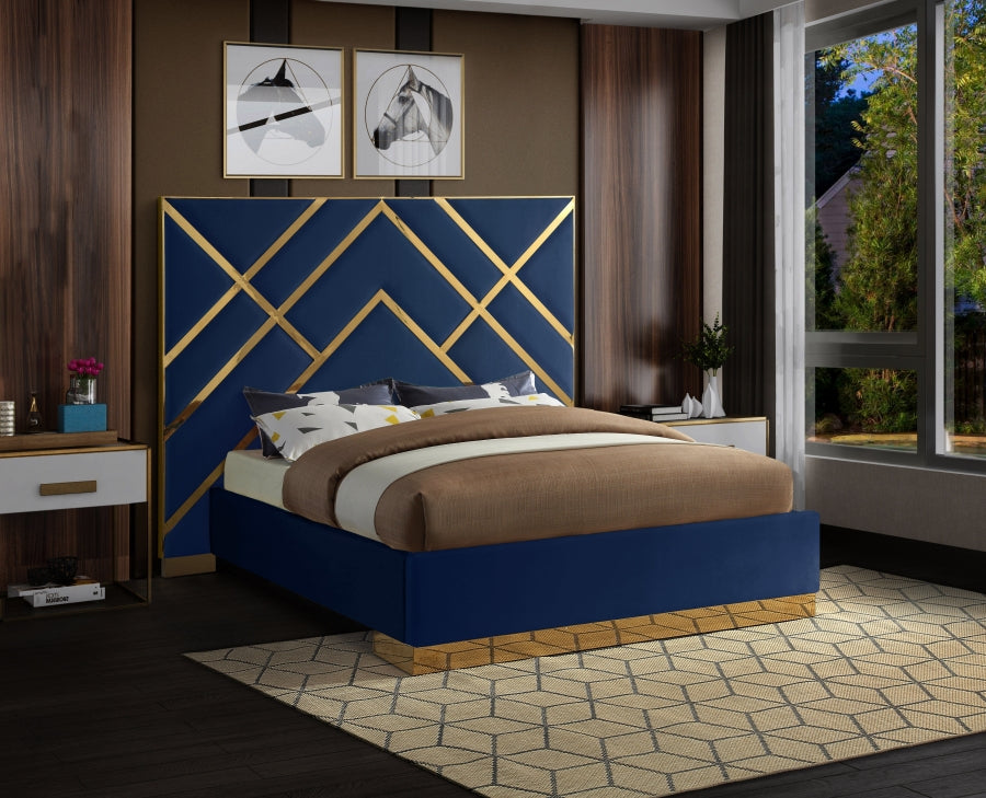 Vector Velvet Bed with Gold Trim