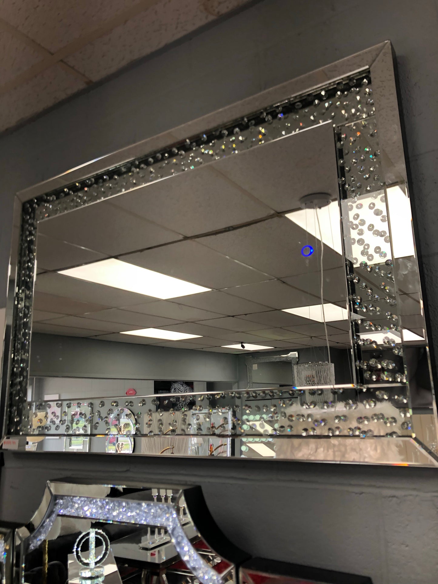 Glam LED Wall Mirror with Diamond Encrusting