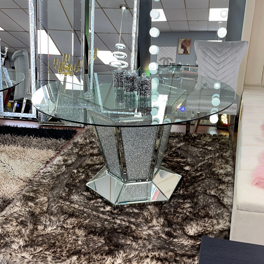 Glam Diva Round Glass Dining Table