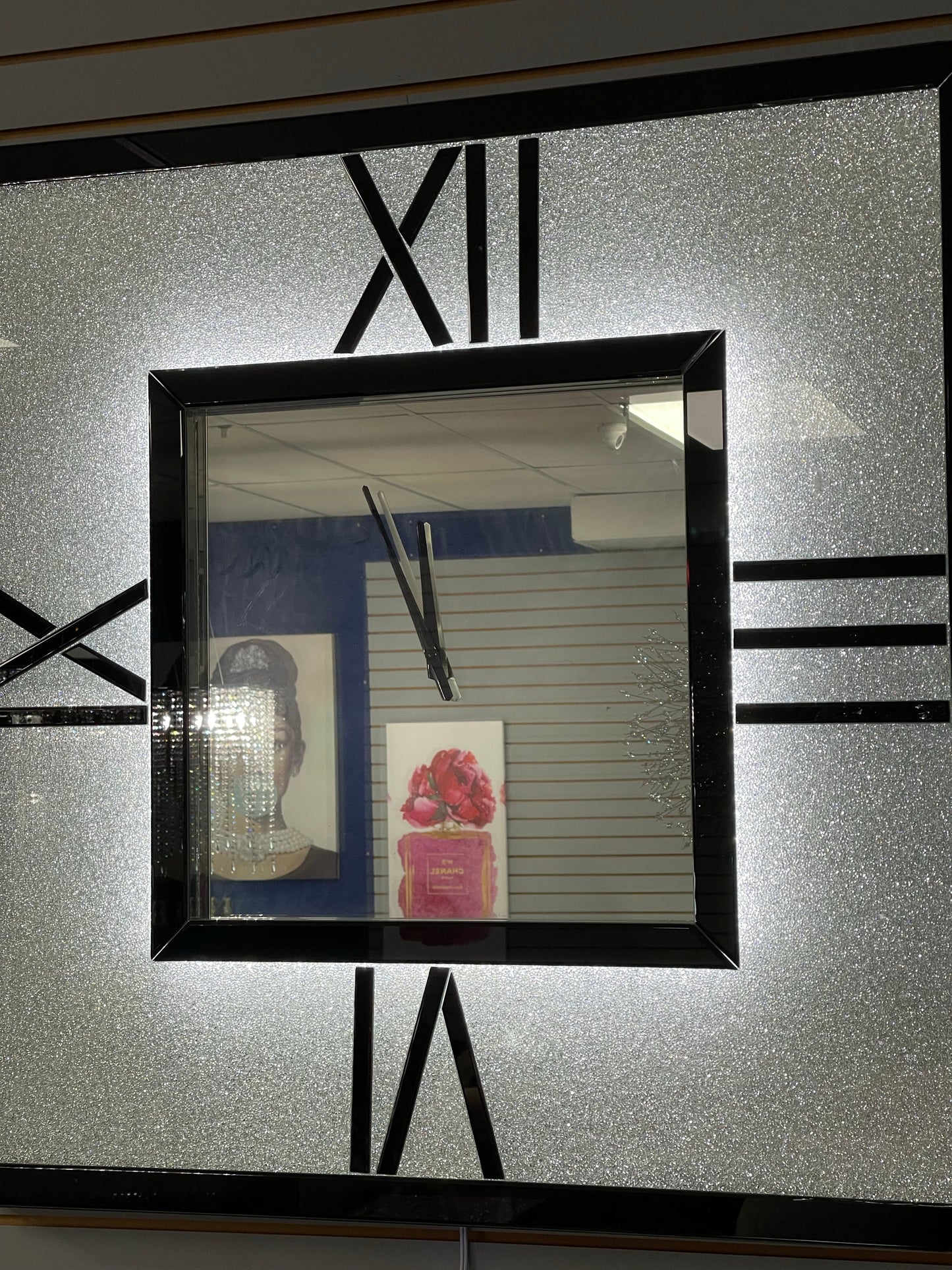 Albania Black Mirrored Clock