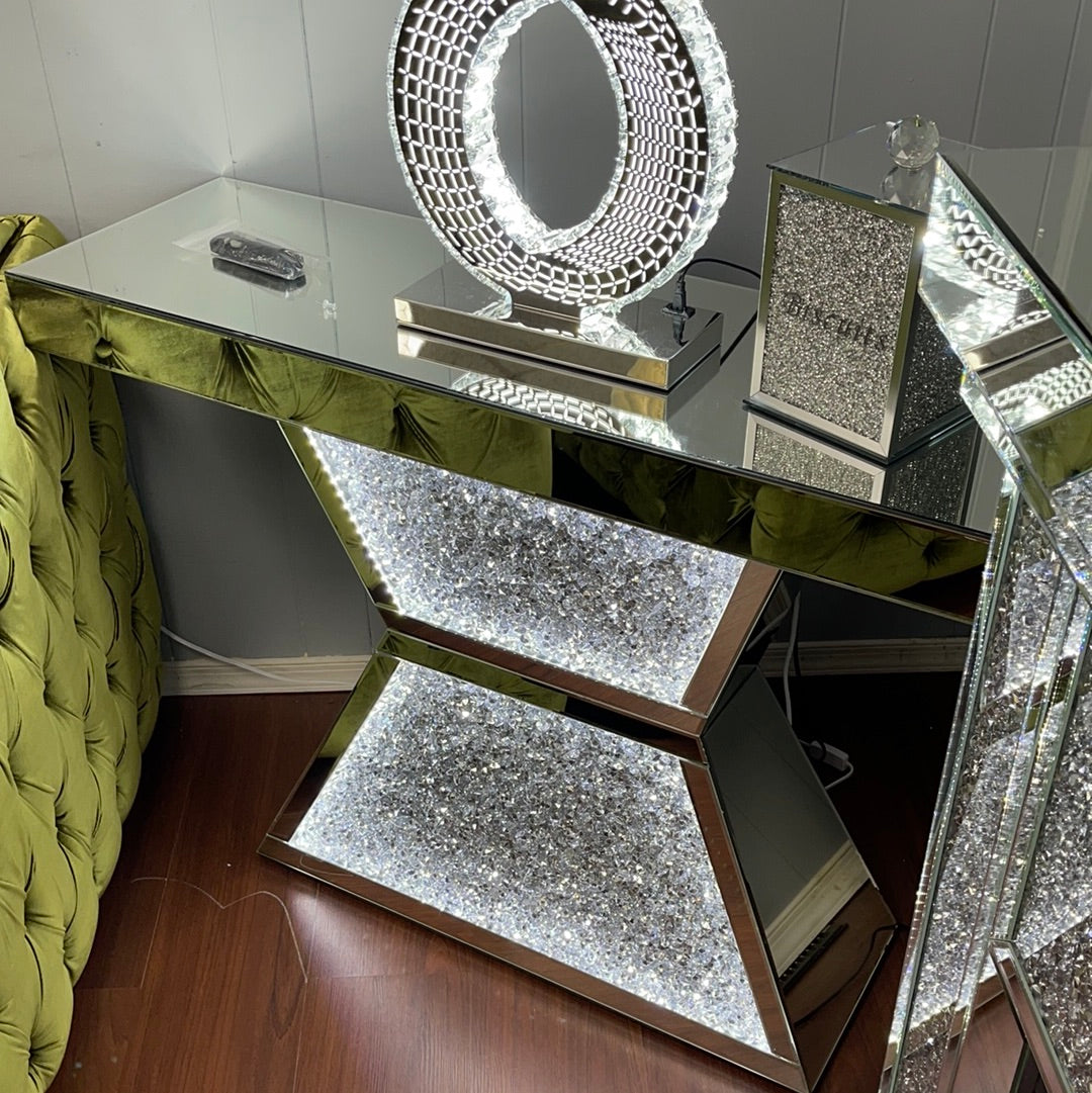 Mirrored LED console w/Crushed Diamonds π