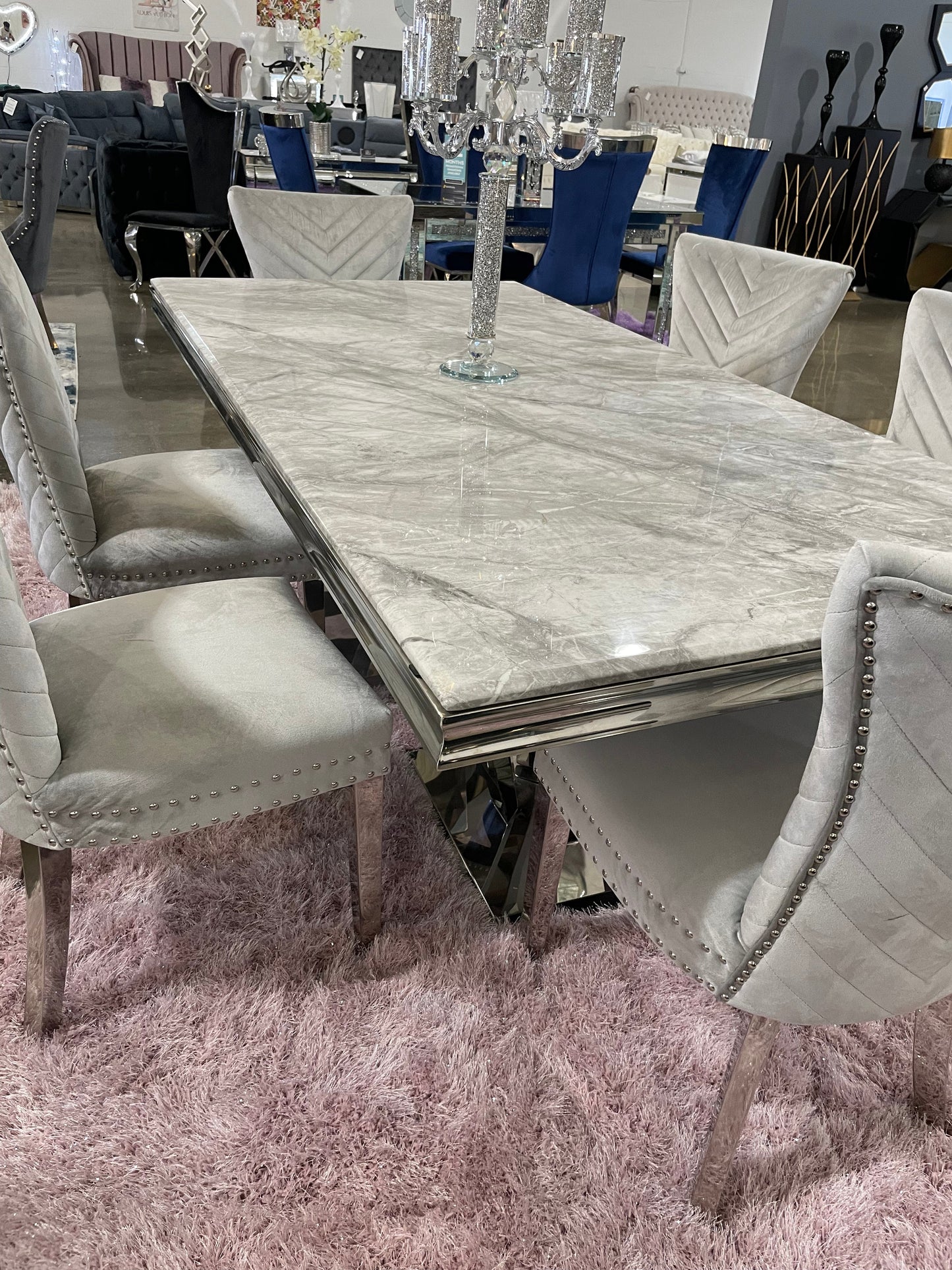 Light Grey Marble Dining Table