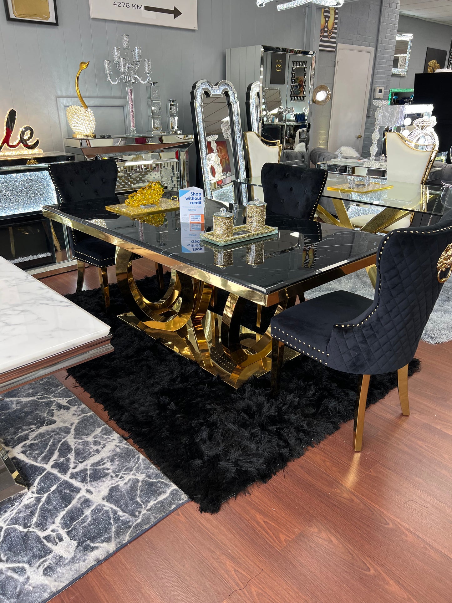 Black & Gold Marble Infinity Dining Table