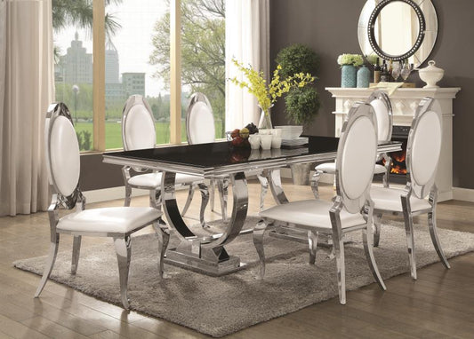 5 Piece Black Marble Dining Room Set