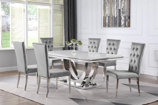 Kerwin 5-piece Dining Room Set Grey and Chrome