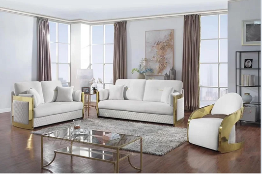 ESTER Cream & Gold Sofa & loveseat Set
