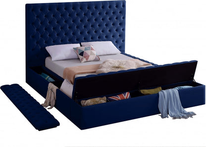 Navy Bliss Tufted Storage Bed