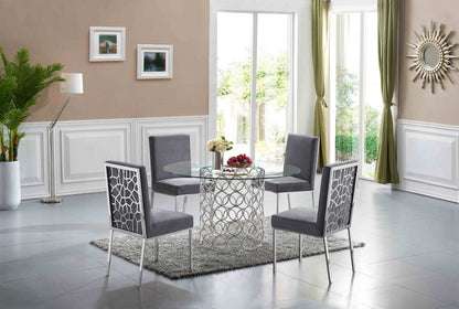 Round Glass Dining Table with Chrome Base