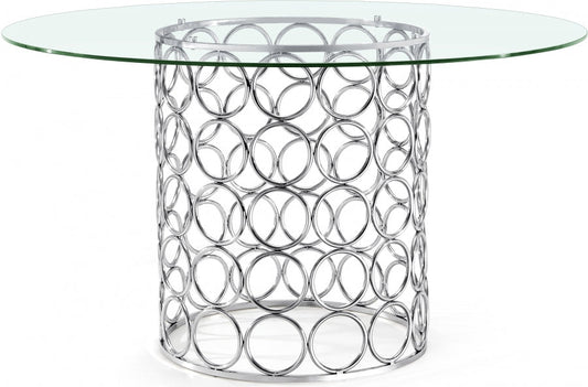 Round Glass Dining Table with Chrome Base