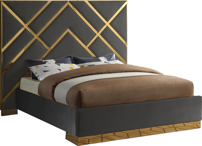 Vector Velvet Bed with Gold Trim