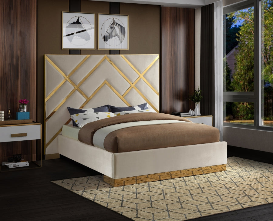 Vector Velvet Bed with Gold Trim