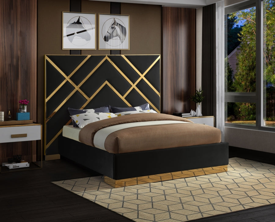 Vector Velvet Bed with Gold Trim