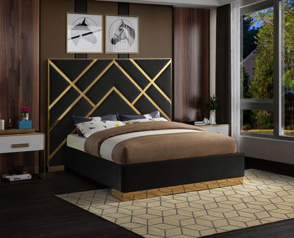 Vector Velvet Bed with Gold Trim