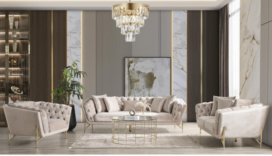 Presley Sofa and Loveseat In Beige