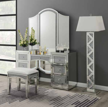 EMILIA MIRRORED VANITY WITH STOOL