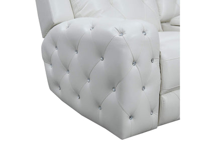 Glam White Leather Power Reclining Sofa Set