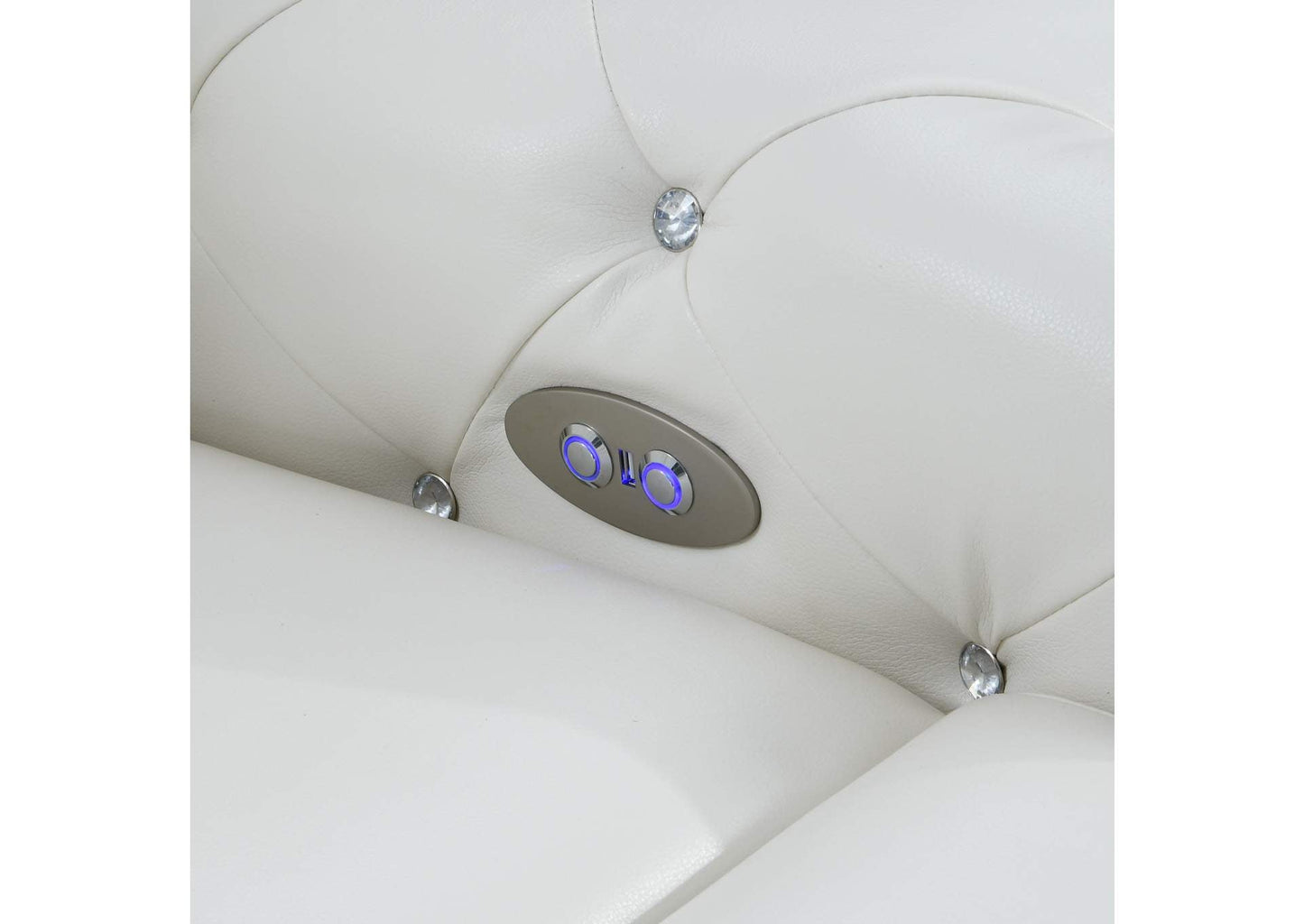 Glam White Leather Power Reclining Sofa Set