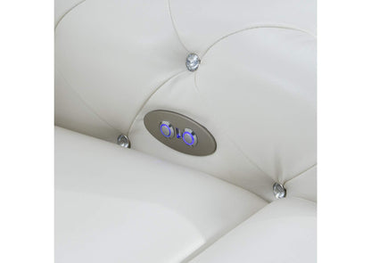 Glam White Leather Power Reclining Sofa Set