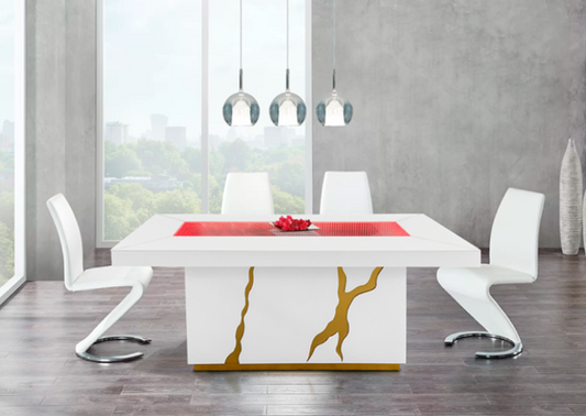 White & Gold Dining Table W/ LED lights