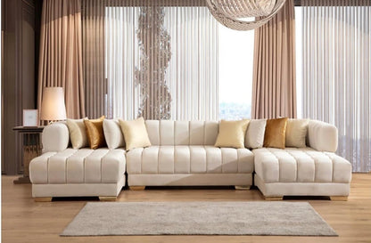 Alexa Cream Double Chaise Sectional
