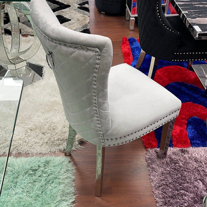 Light Gray Velvet Eva Dining Chair