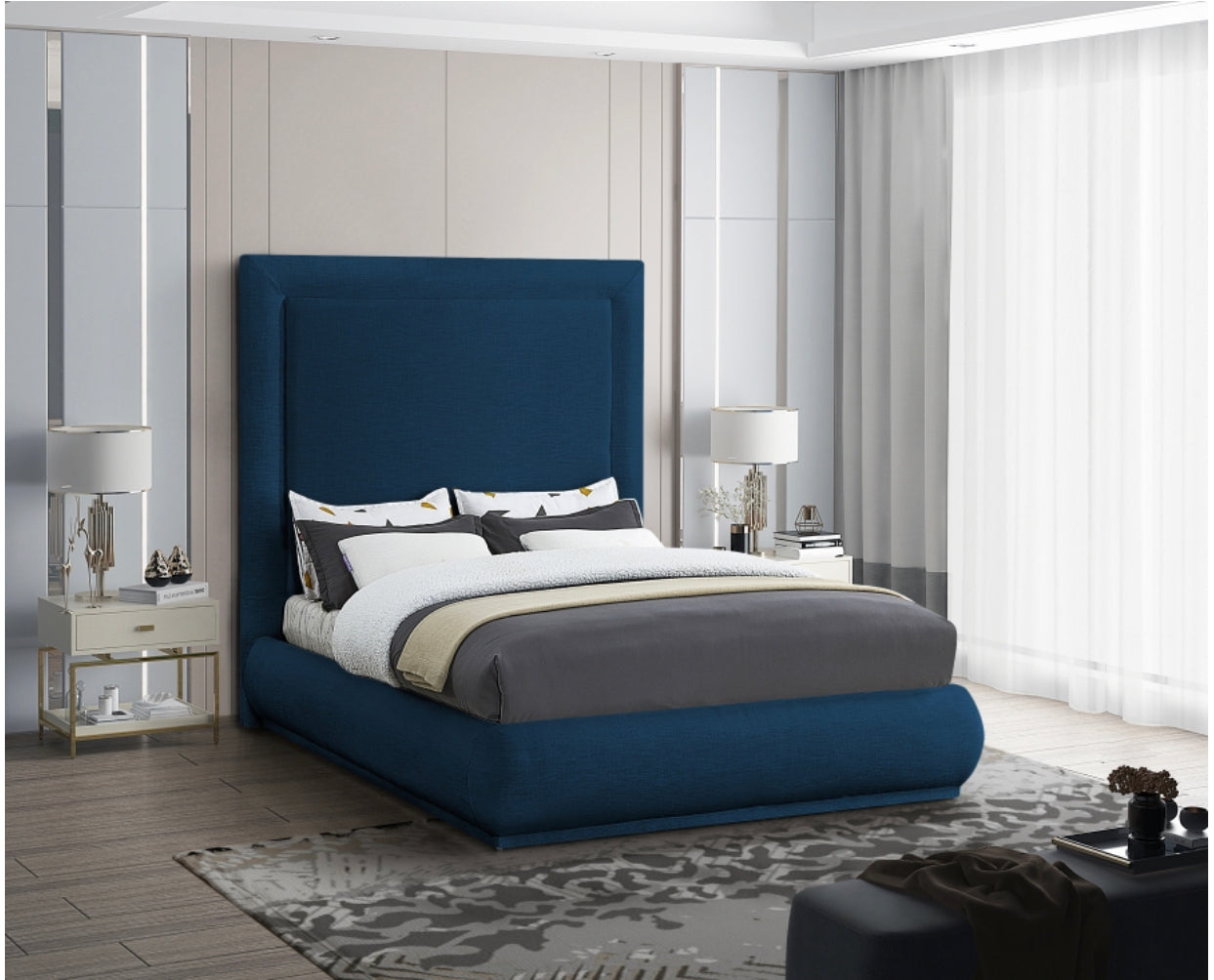 King Brooke Linen Textured Fabric Bed