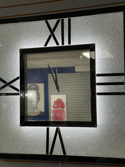 Albania Black Mirrored Clock
