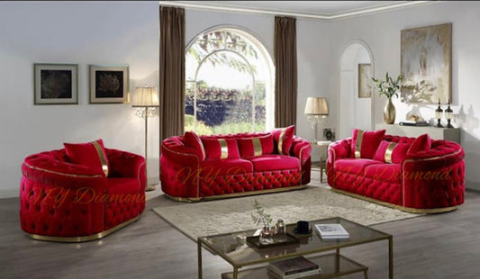 Red Velvet King 2pc Sofa Set