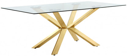 Glass Dining Table with Gold Base