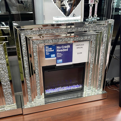 Glam Mirrored Virginia Fireplace