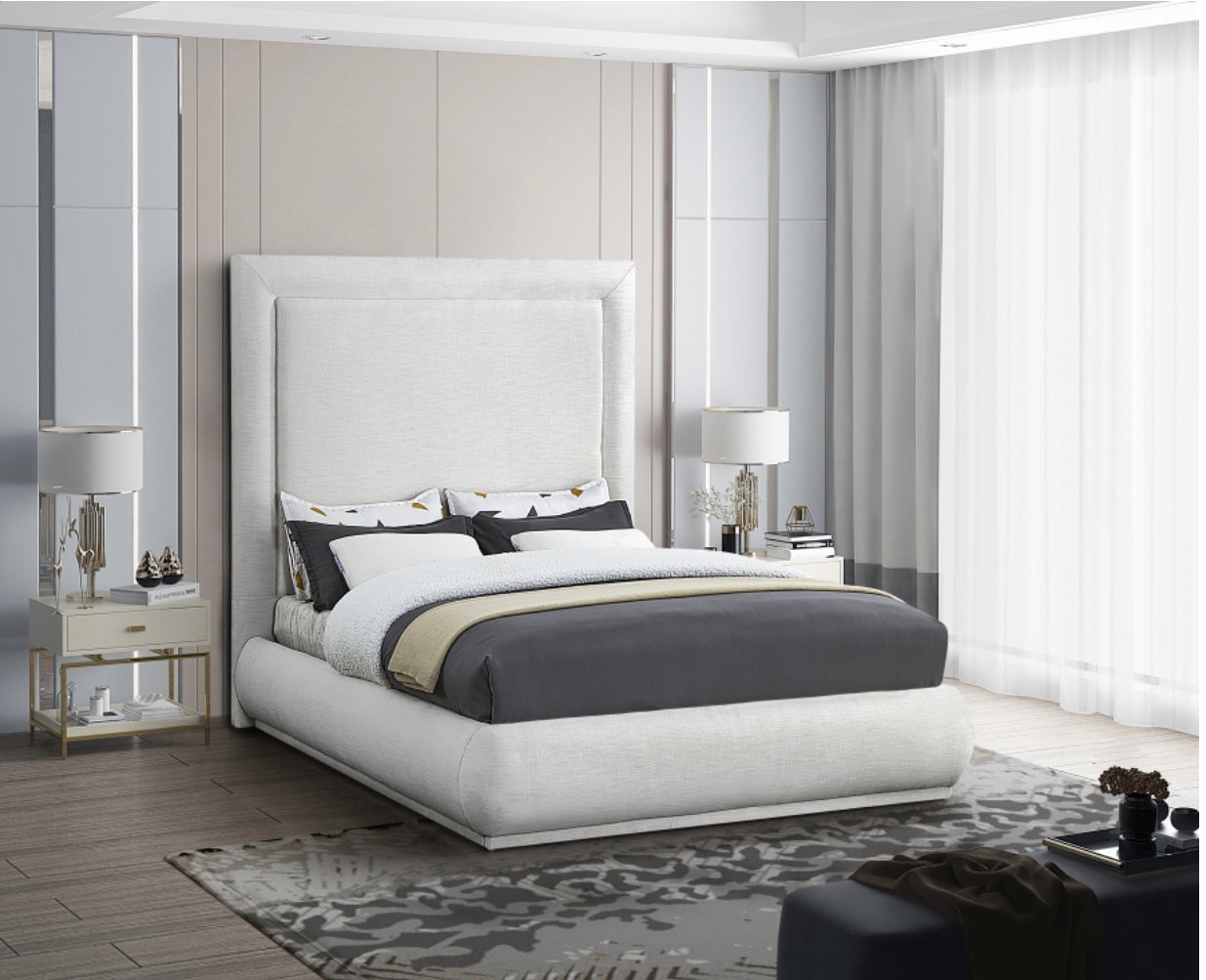 King Brooke Linen Textured Fabric Bed