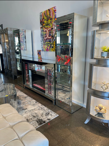 OHIO Mirrored Electric Fireplace