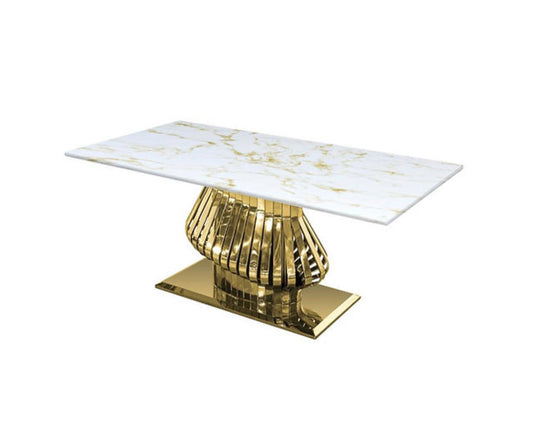 White Marble & Gold Coffee Table