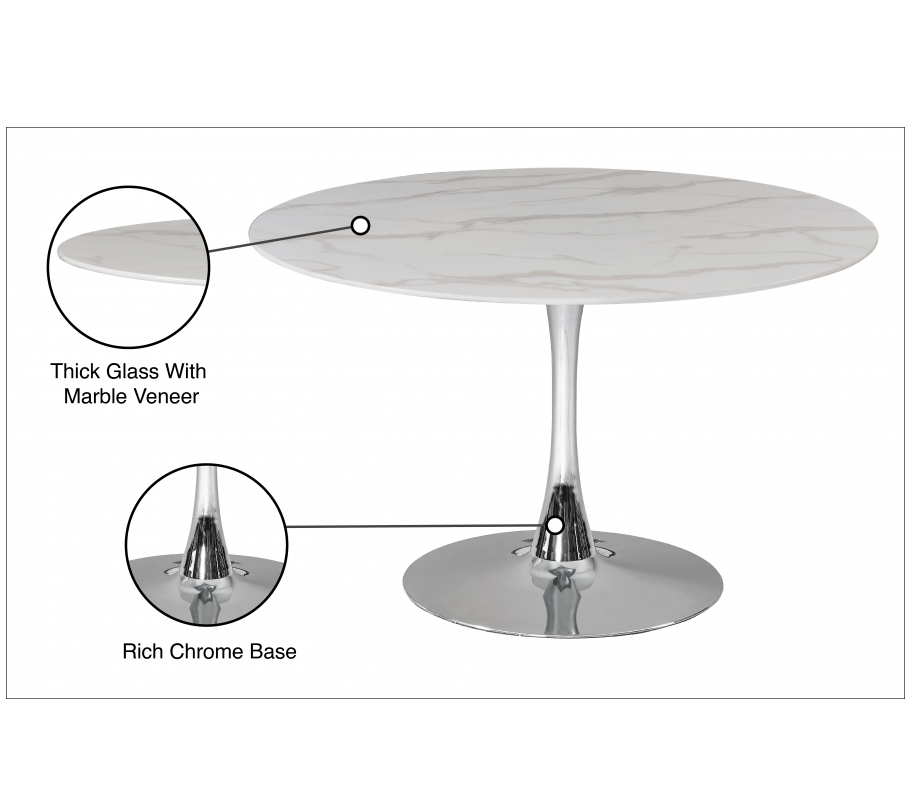 Tulip 48 Dining Table With Chrome Base